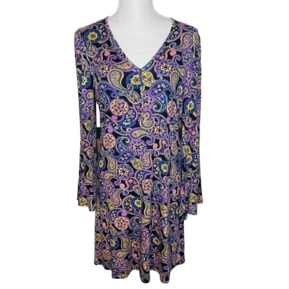 MODCLOTH Paisley Floral Bell Sleeved Dress, Size Large - NWT - Picture 1 of 9